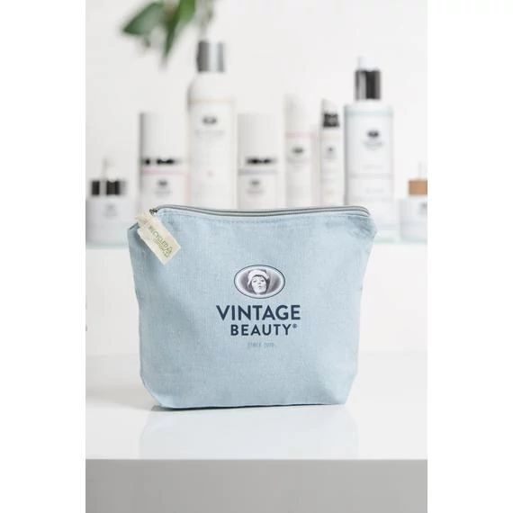 Vintage Beauty világoskék logózott kozmetikai táska