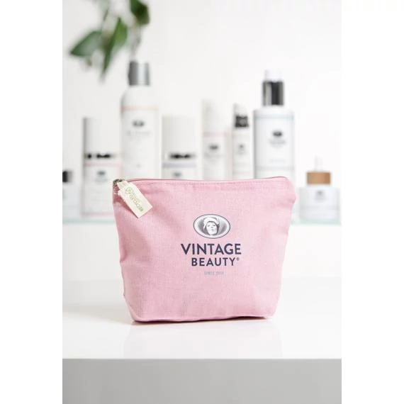 Vintage Beauty rózsaszín logózott kozmetikai táska